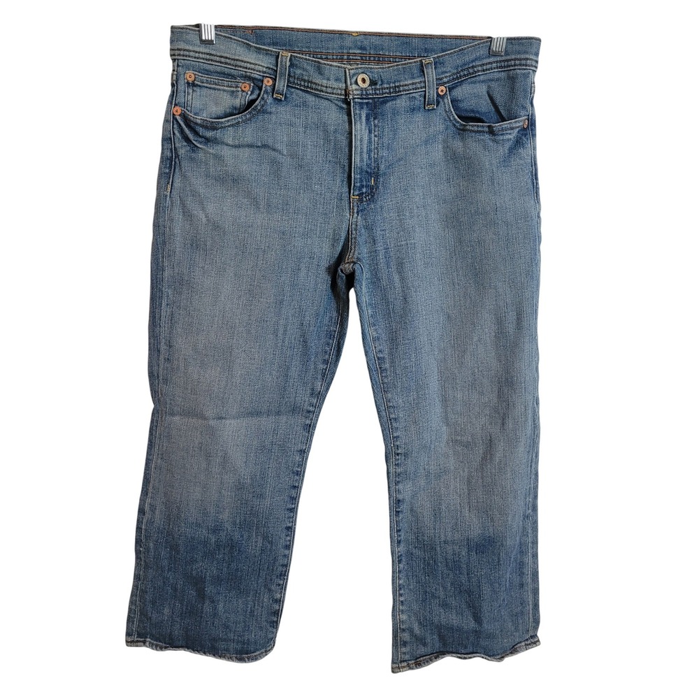 Polo Jeans Ralph Lauren Women Blue Stretch Cropped Capri Denim Jeans Size 12 Y2K